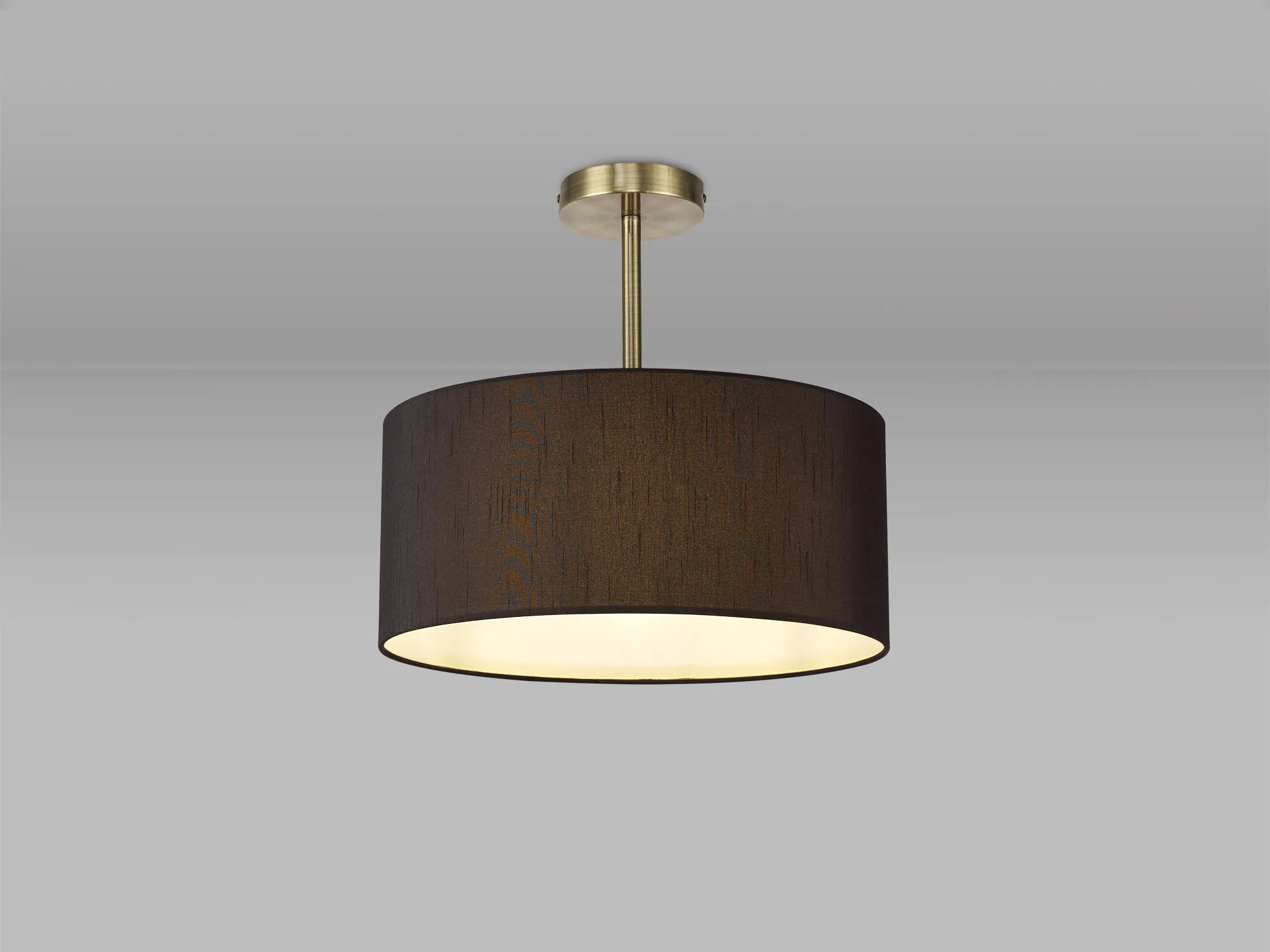 Baymont 40cm Semi Flush 1 Light Antique Brass, Black DK0173  Deco Baymont